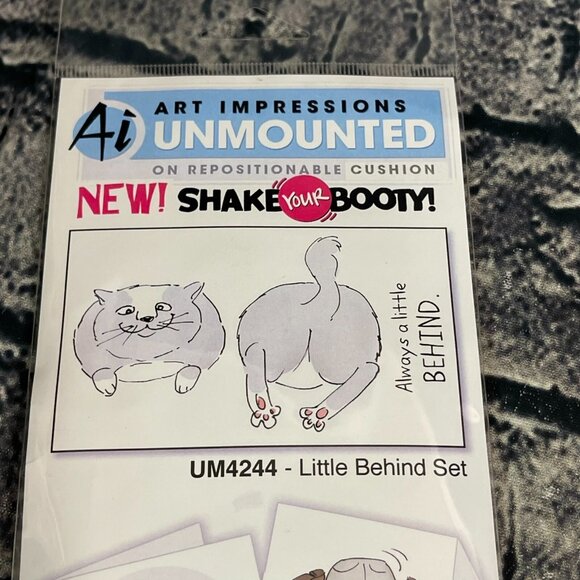 Art Impressions LITTLE BEHIND Unmounted Stamps Shake Your Booty Cat UM4244 - Picture 6 of 7